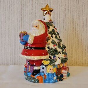 Christopher Radko Candle Holder Santa Claus Ceramic Christmas Tree Reticulated